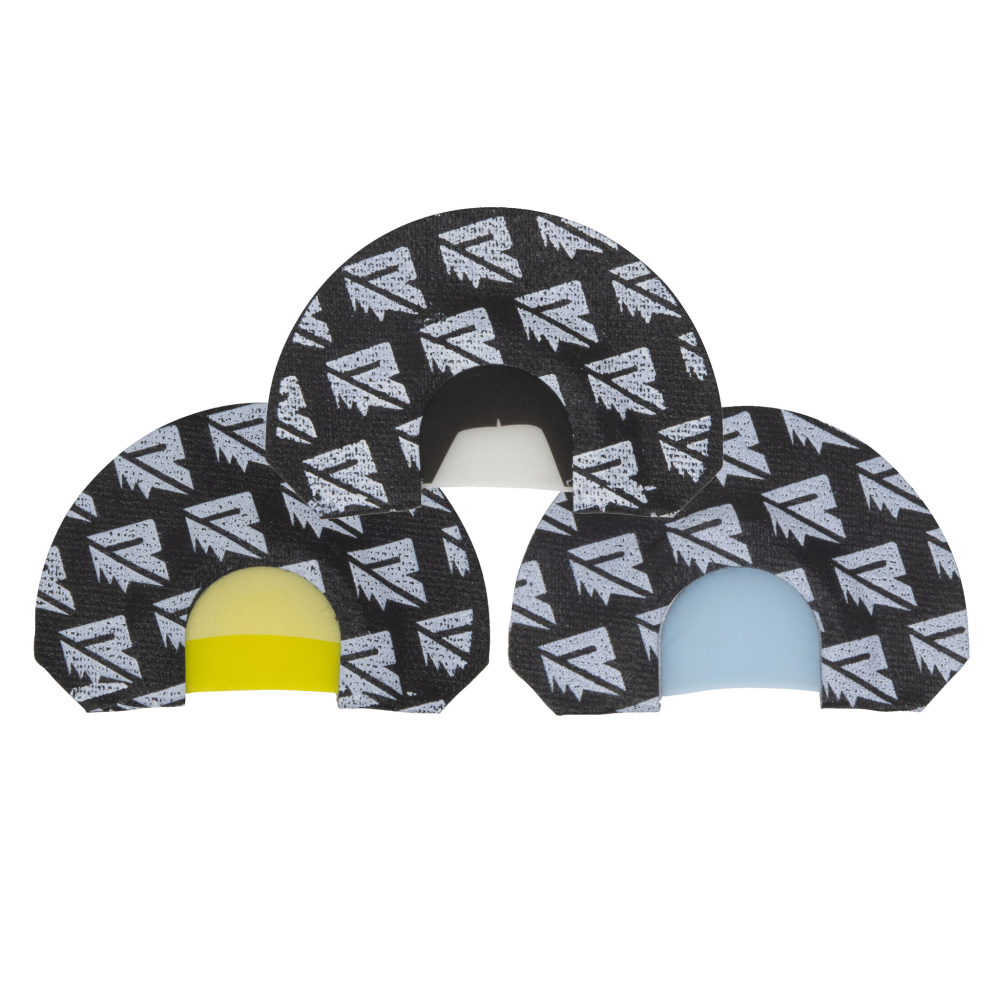 Three patterned horseshoe-shaped adhesive pads with foam centers