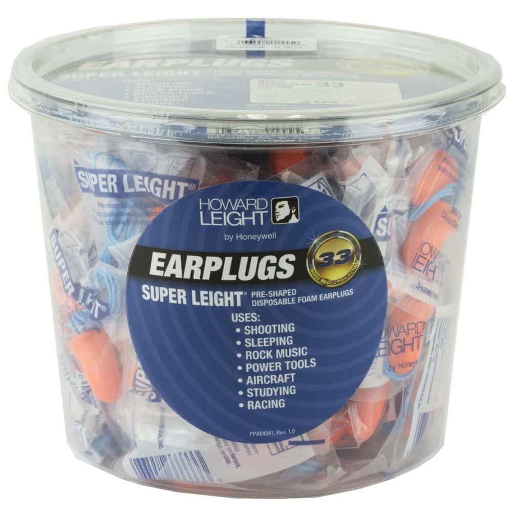 Container of Howard Leight earplugs