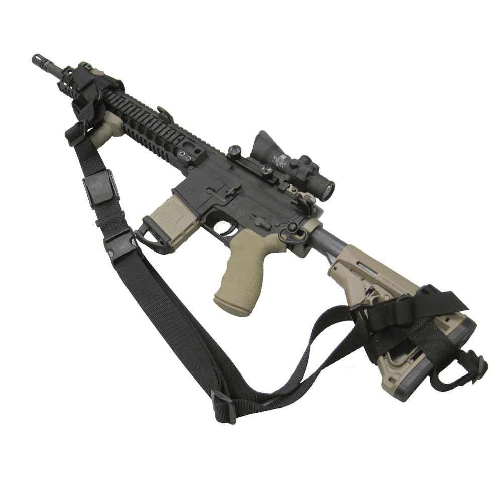 Tactical AR-style rifle with optic and sling