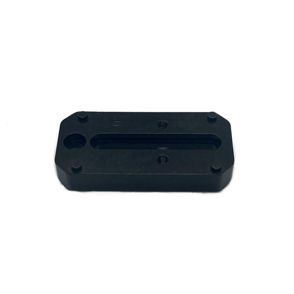 Black machined metal mounting plate with slots