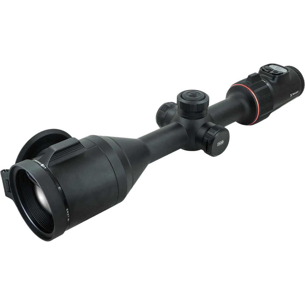 Black rifle scope with adjustment turrets