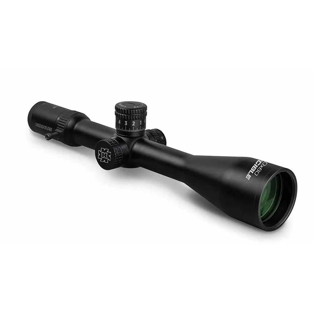 Black Konus rifle scope with adjustment turrets