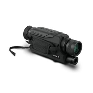 Black handheld thermal monocular with strap