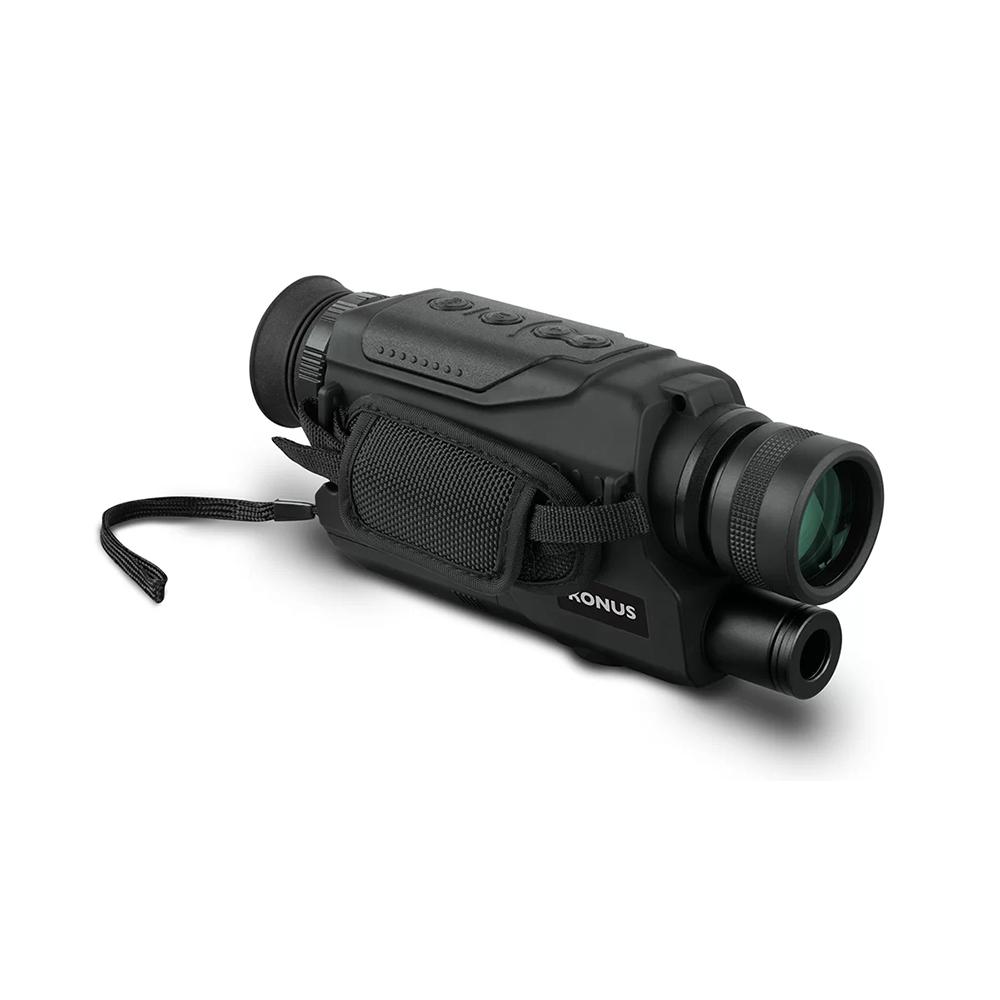 Black handheld thermal monocular with strap