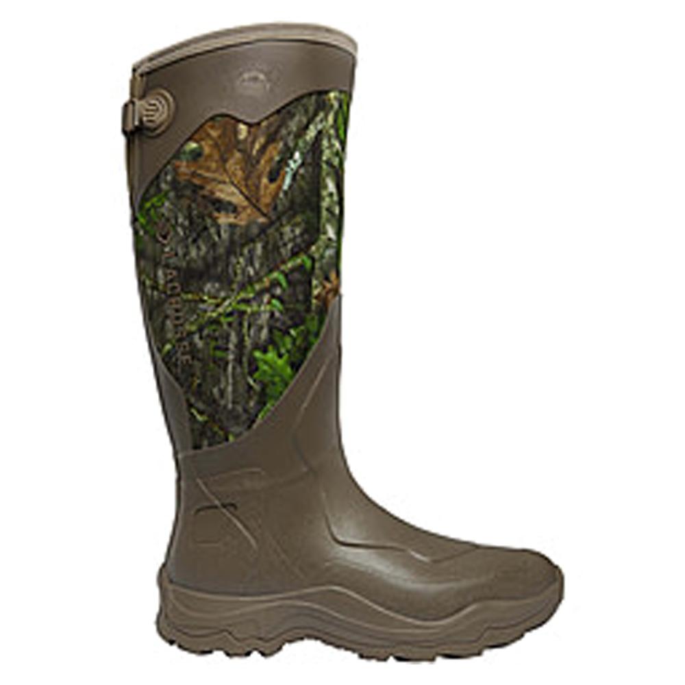 Brown rubber hunting boot with camouflage upper