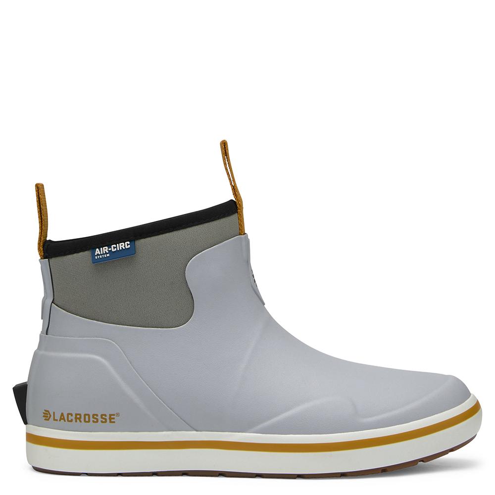Gray Lacrosse ankle rain boot with pull tabs
