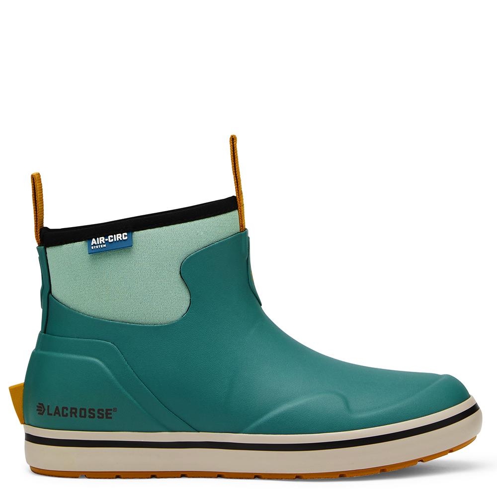 Blue ankle-height waterproof boot by Lacrosse.