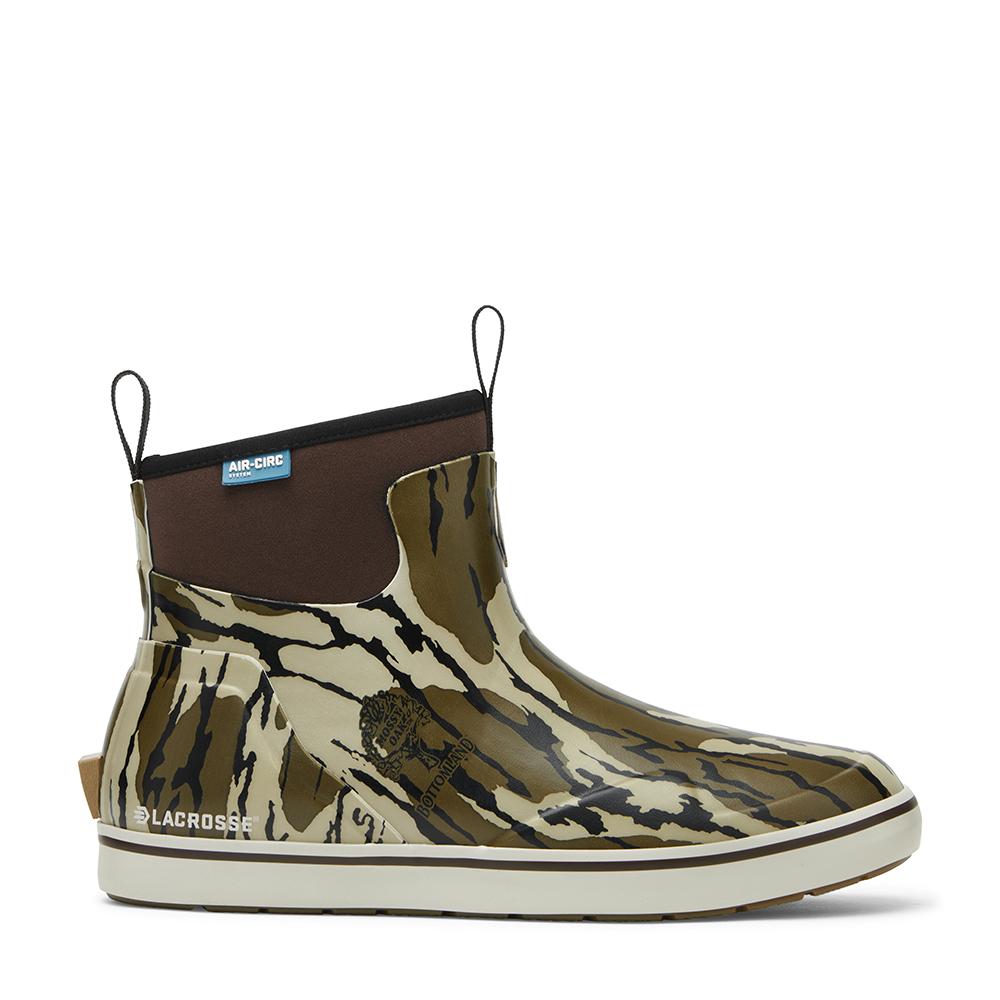 Camouflage rubber ankle boot with brown neoprene upper