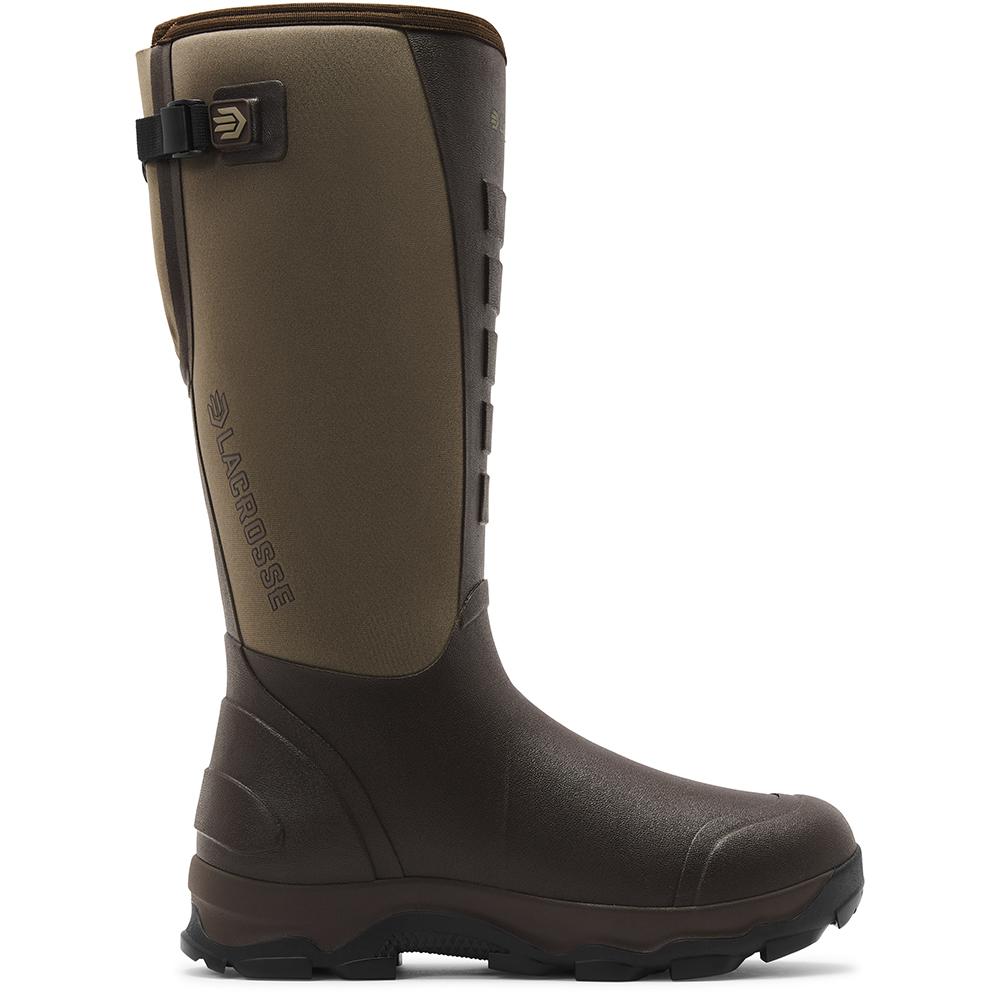 Tall brown waterproof rubber hunting boot