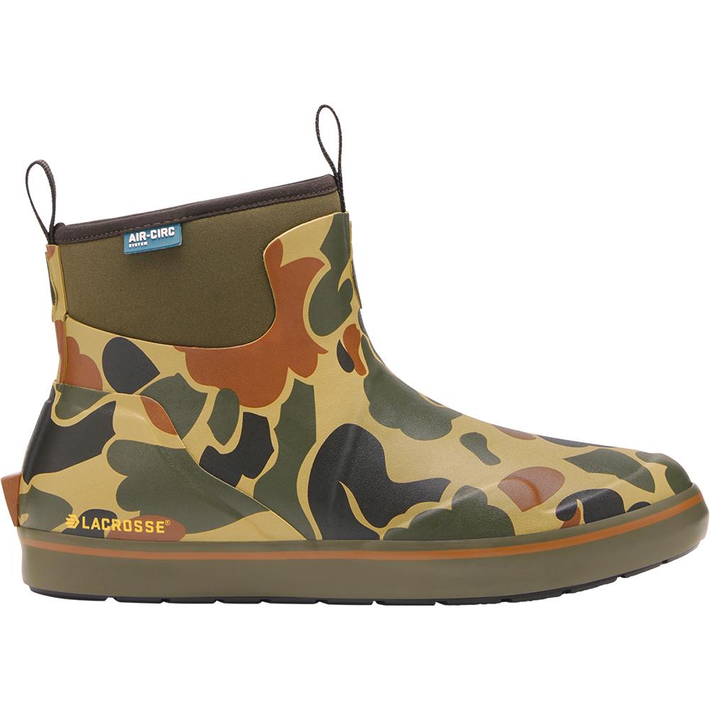 Camouflage rubber ankle boot with pull tabs