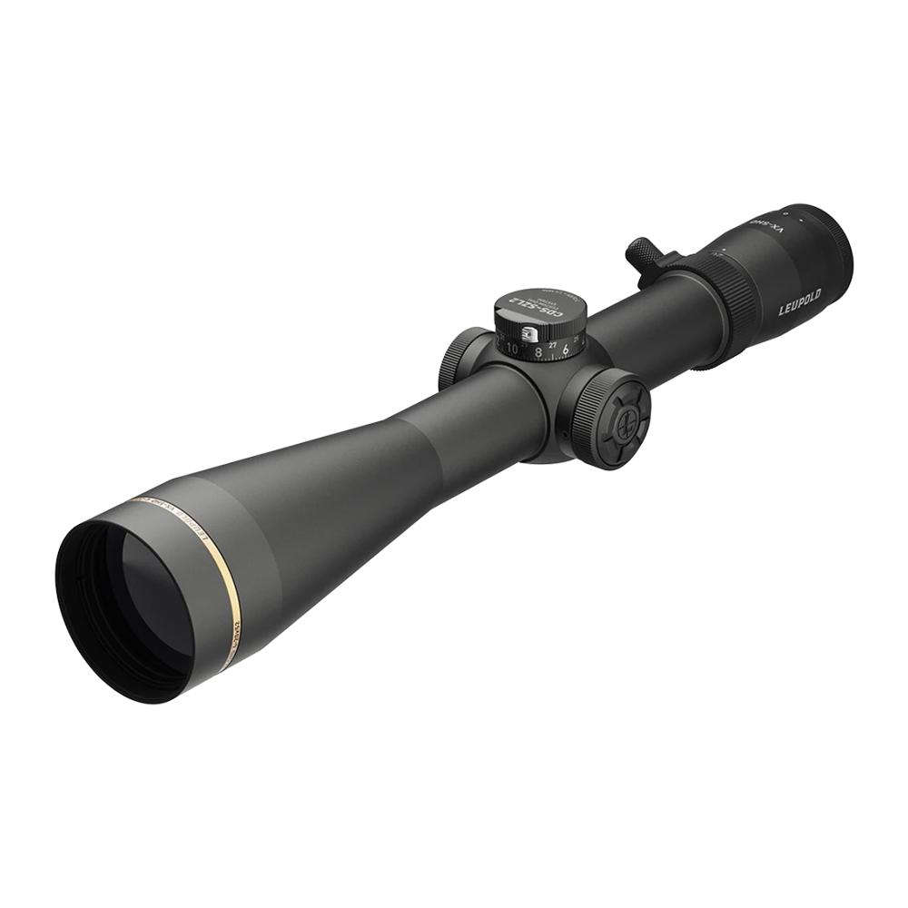 Black Leupold rifle scope on white background