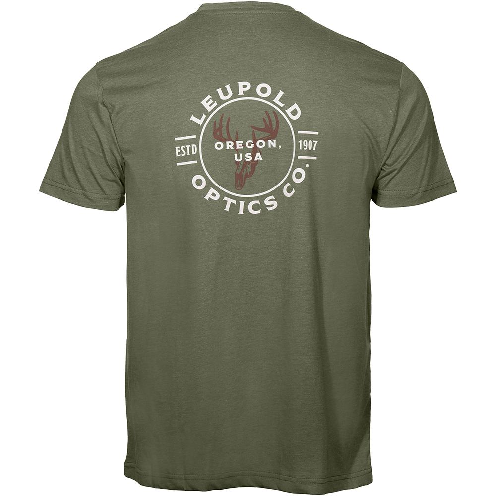 Green Leupold Optics Co. logo T-shirt back