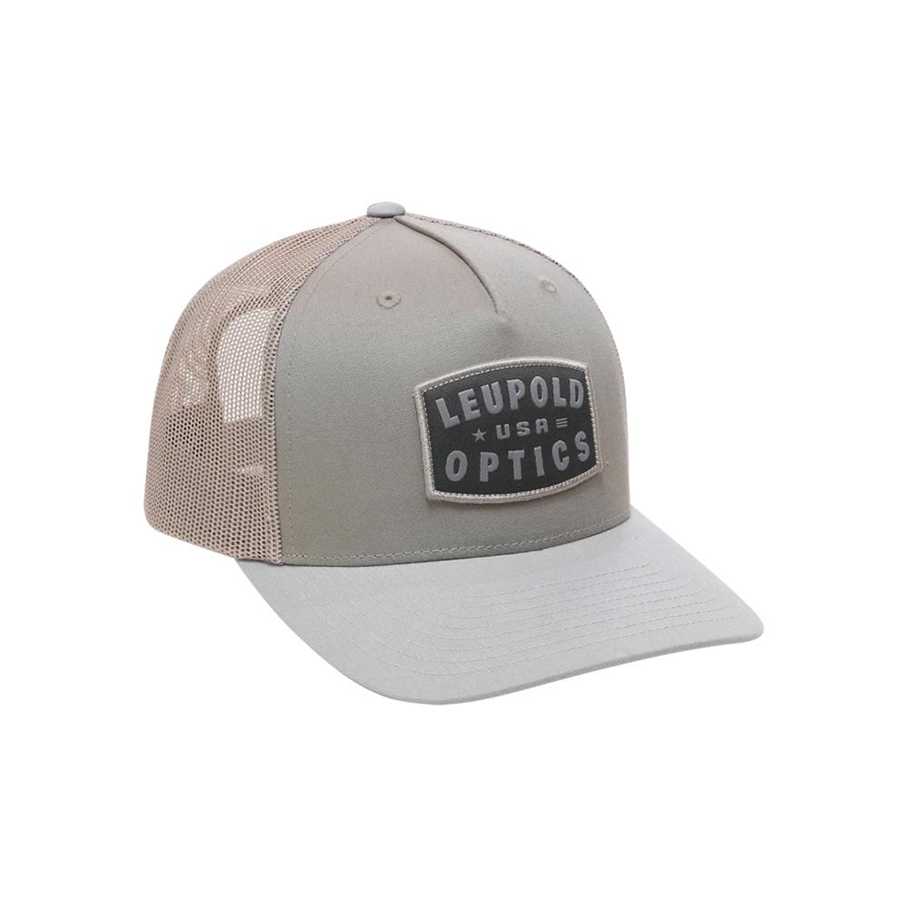 Gray Leupold USA Optics mesh trucker hat