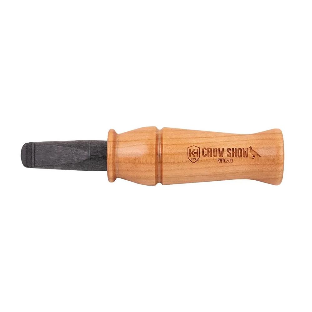 Wooden crow call with black rubber end
