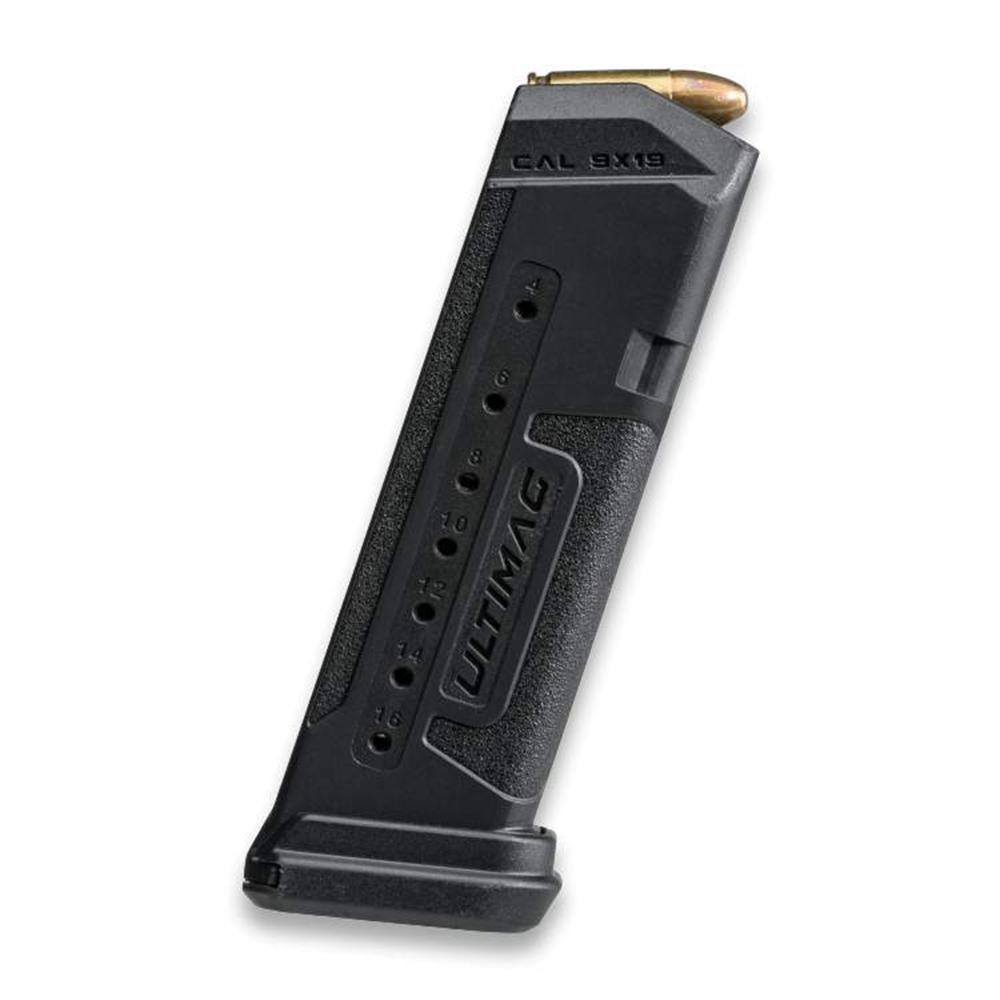 Black 9mm magazine for firearms.