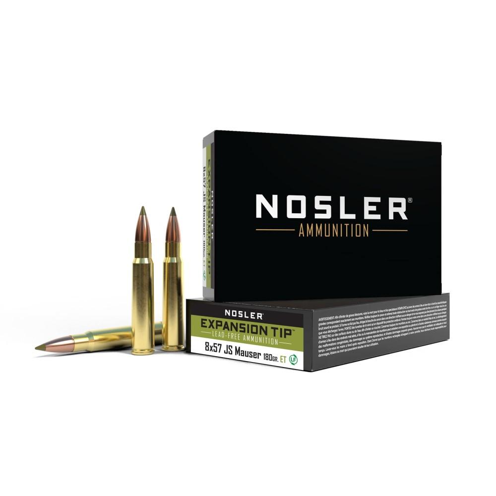 NOSLER lead-free ammunition box with cartridges.