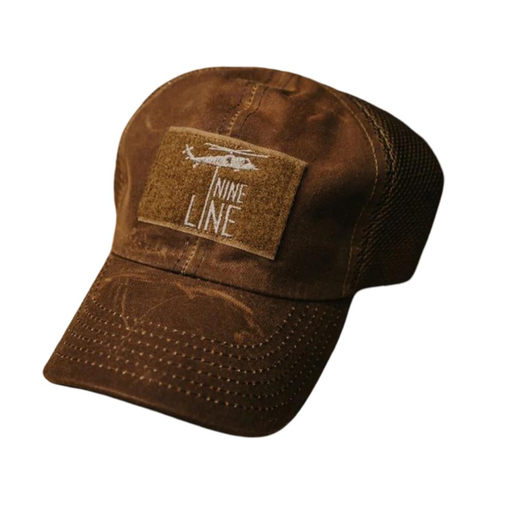 Brown leather cap with Nine Line patch