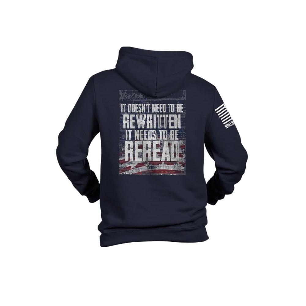Navy hoodie with text design