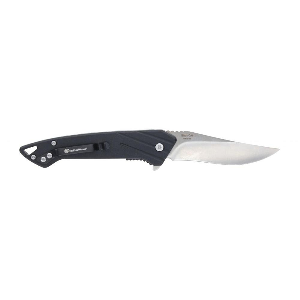 Black folding pocket knife with silver blade