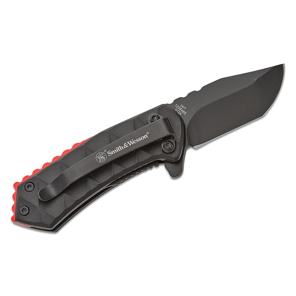 Black folding knife with pocket clip