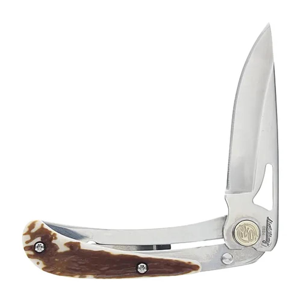 Folding pocket knife with brown handle