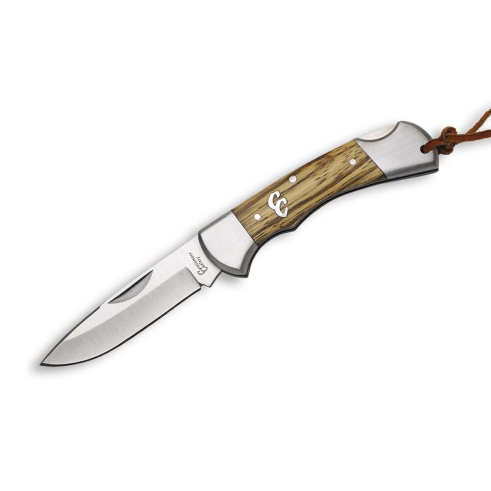 Folding pocket knife with wooden handle