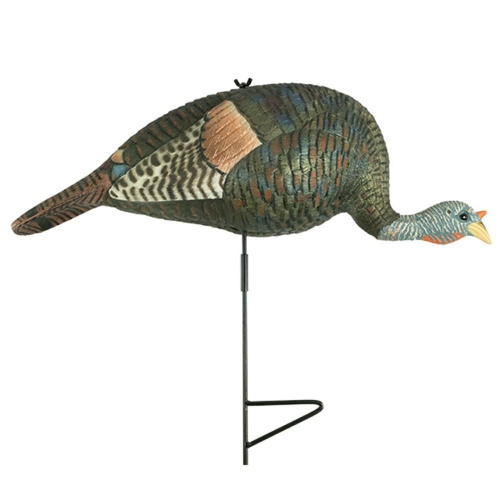 Decorative turkey decoy mounted on metal stake
