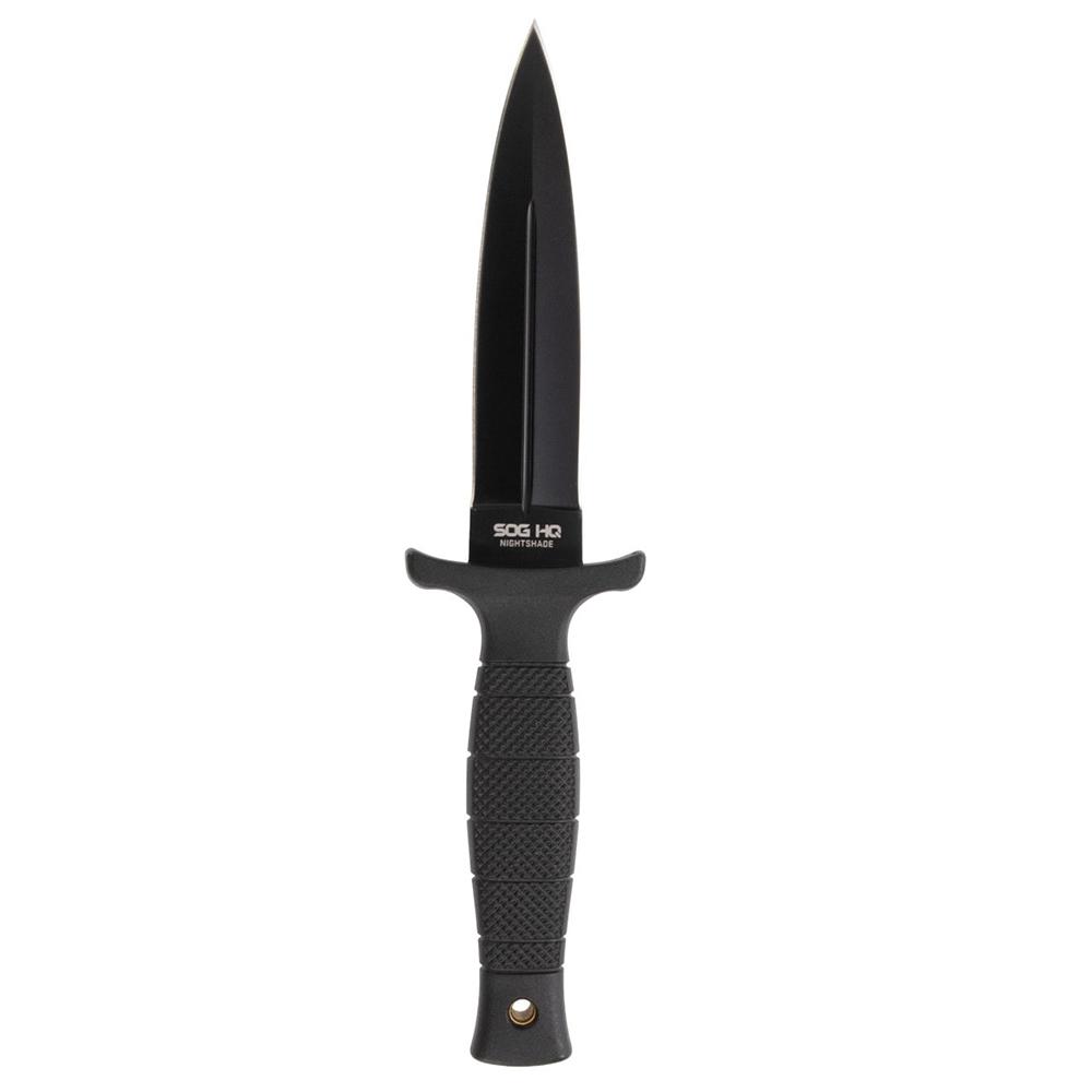 Black fixed-blade dagger with textured handle