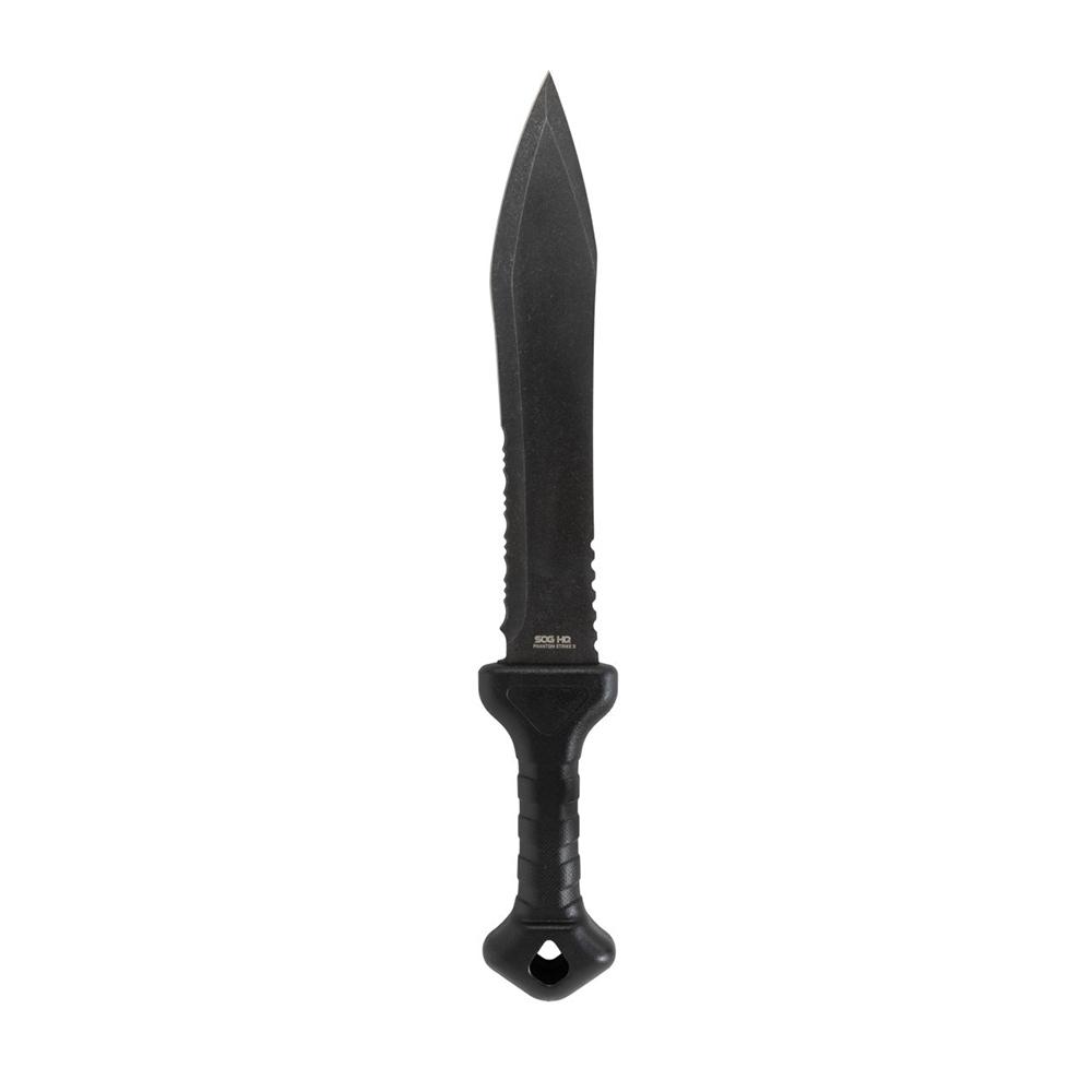 Black tactical knife isolated on white background