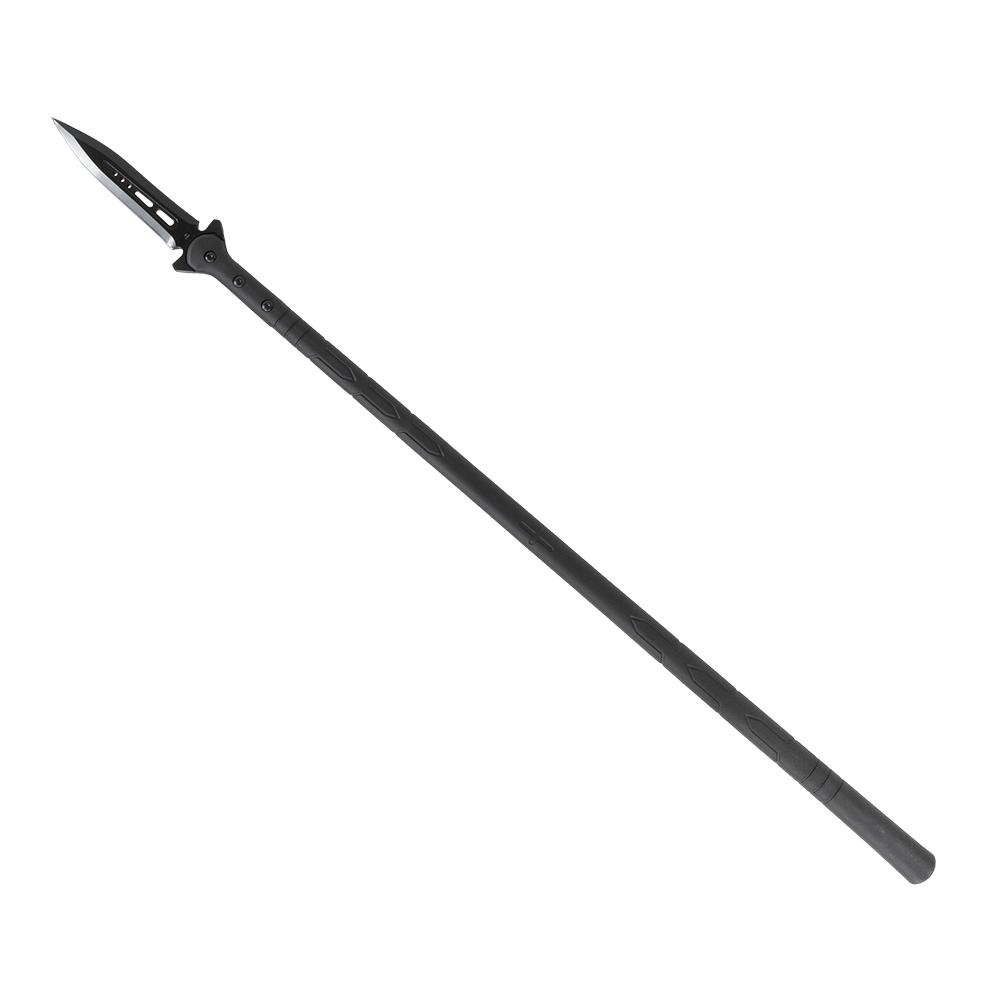 Black tactical spear with knife blade