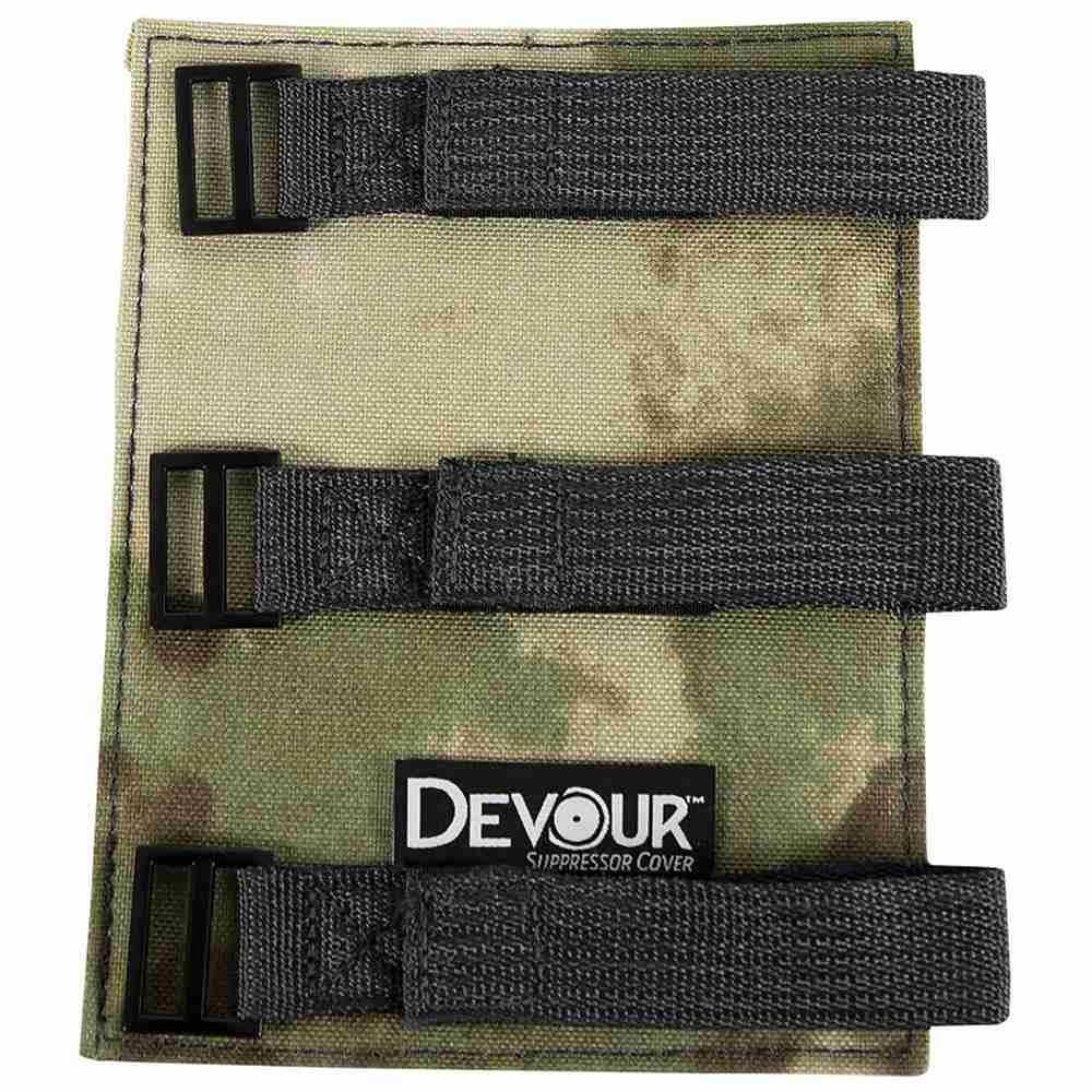 Camouflage suppressor cover with adjustable black straps