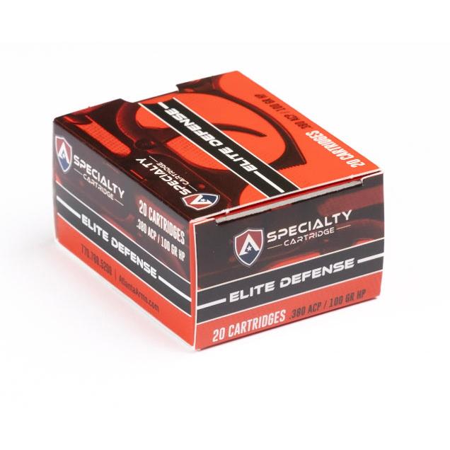 Box of .380 ACP Elite Defense cartridges