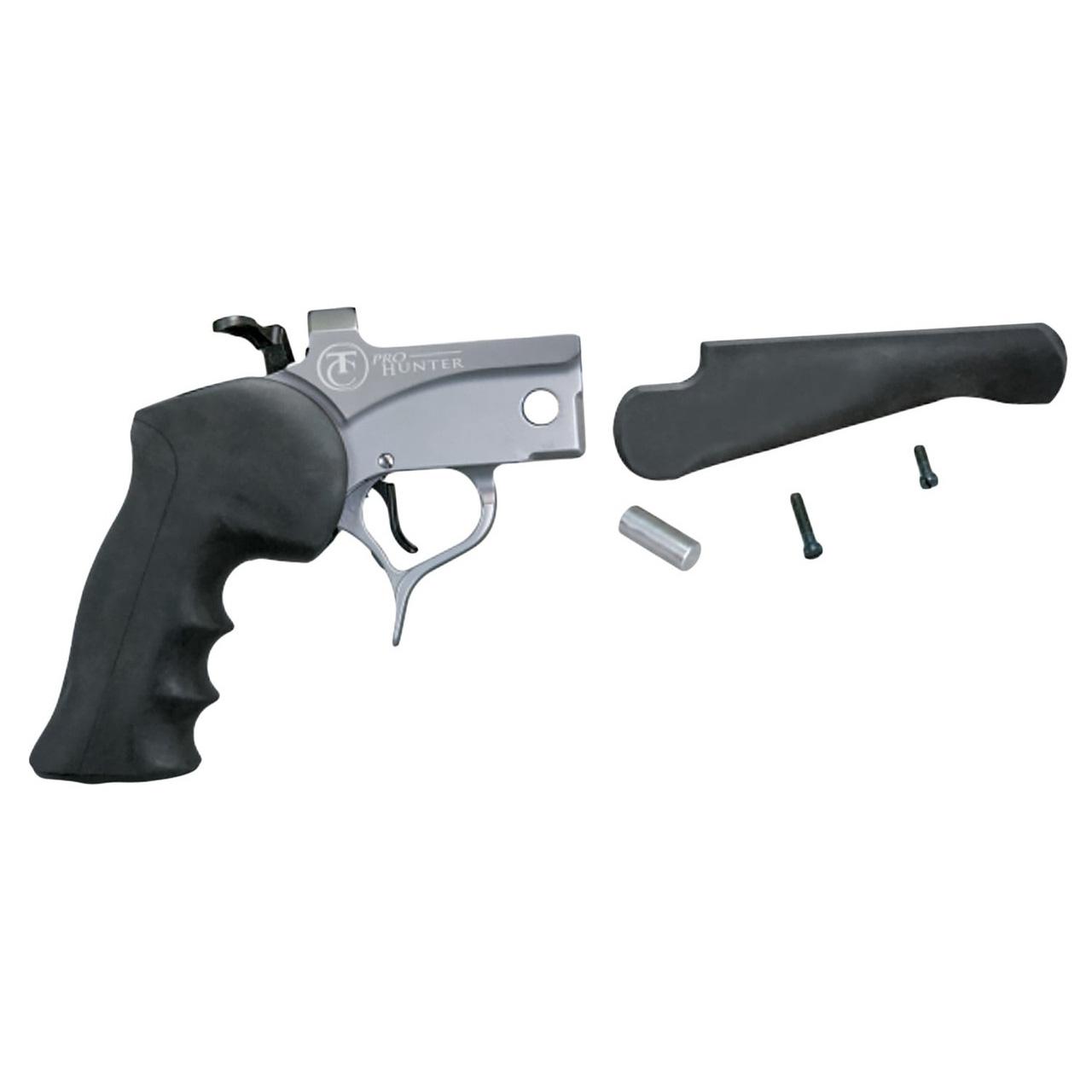 Gun grip and components on a white background