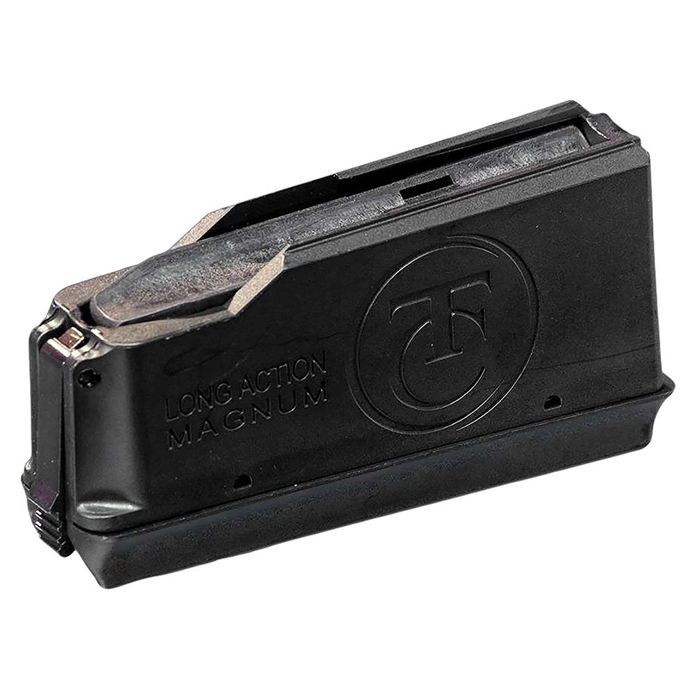 Black magazine for long-action rifles.