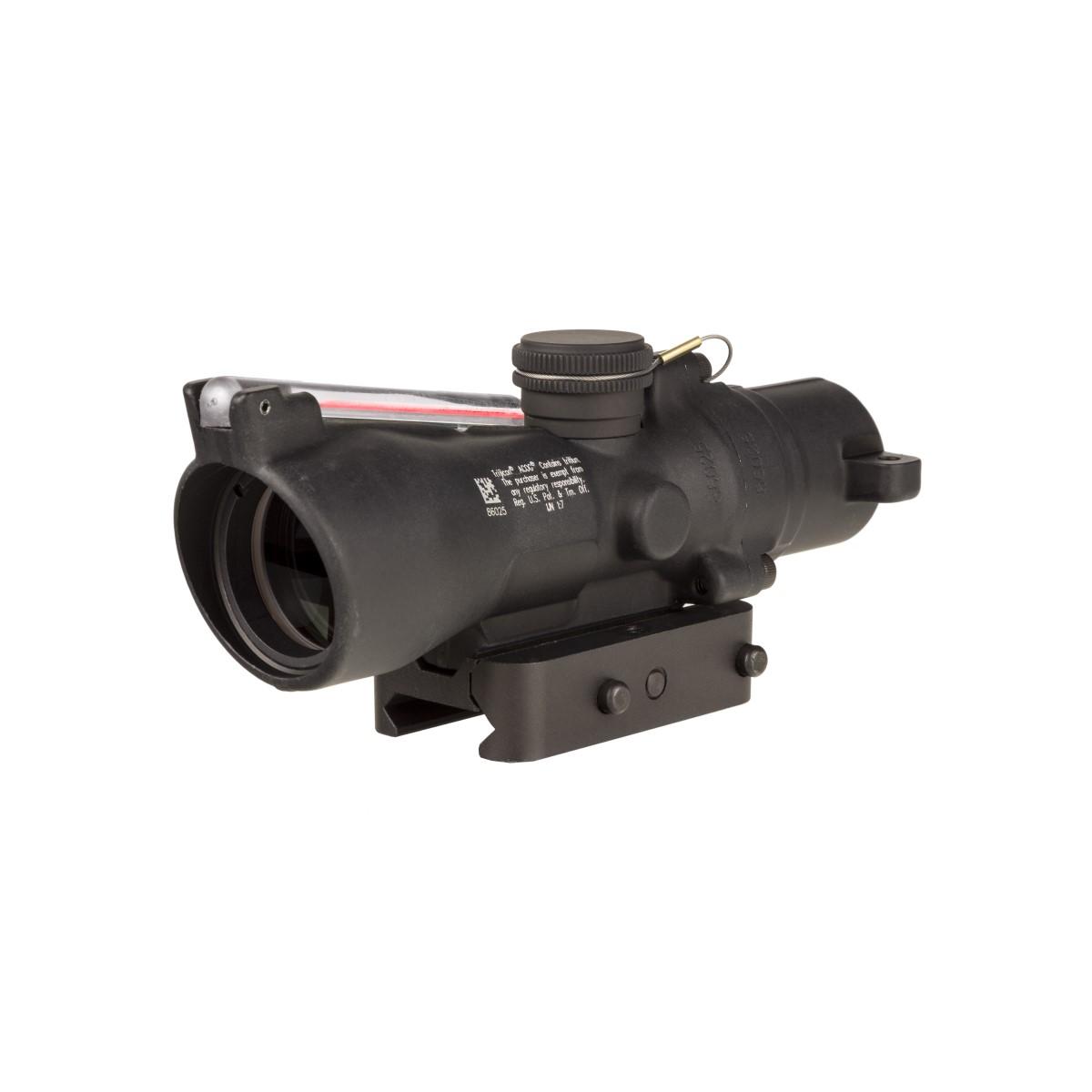 Black tactical rifle scope with mounting base