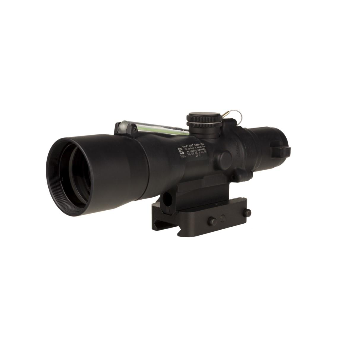 Black tactical rifle scope with mounting base