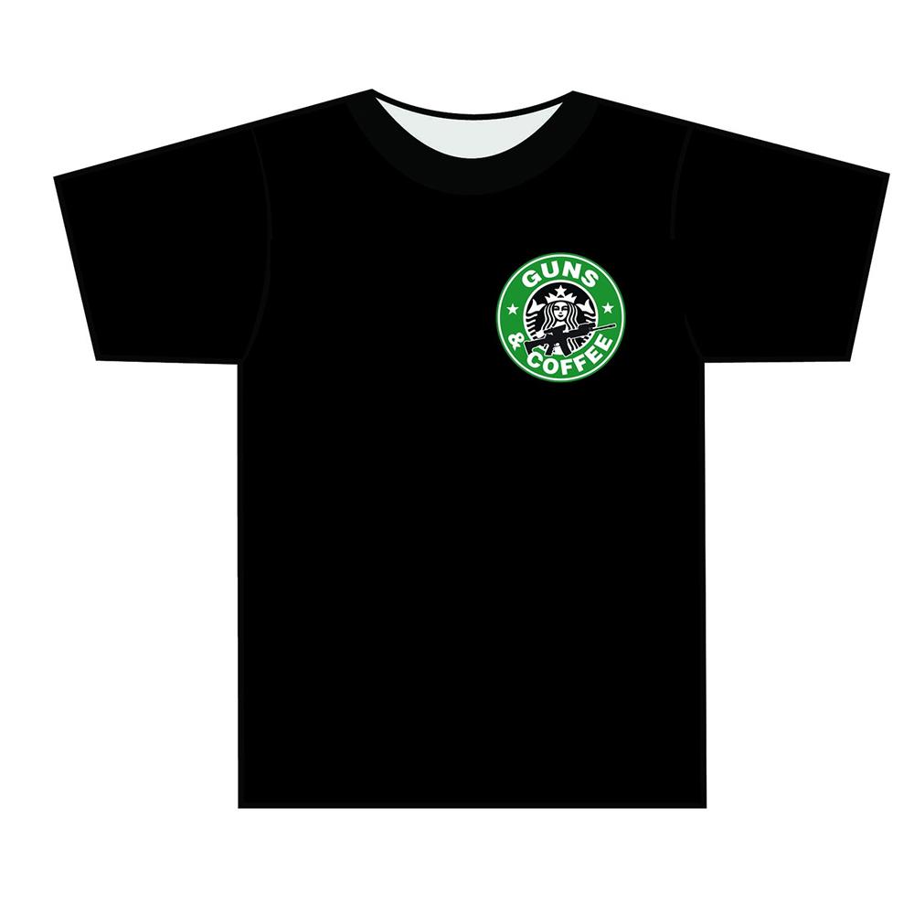 Black T-shirt with Guns & Coffee logo