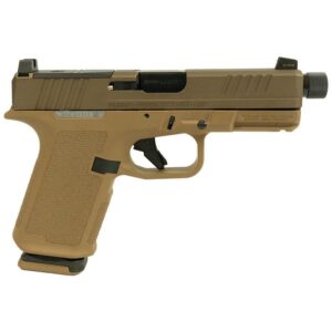 Tan semi-automatic handgun isolated on white background