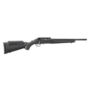 Black bolt-action rifle on white background