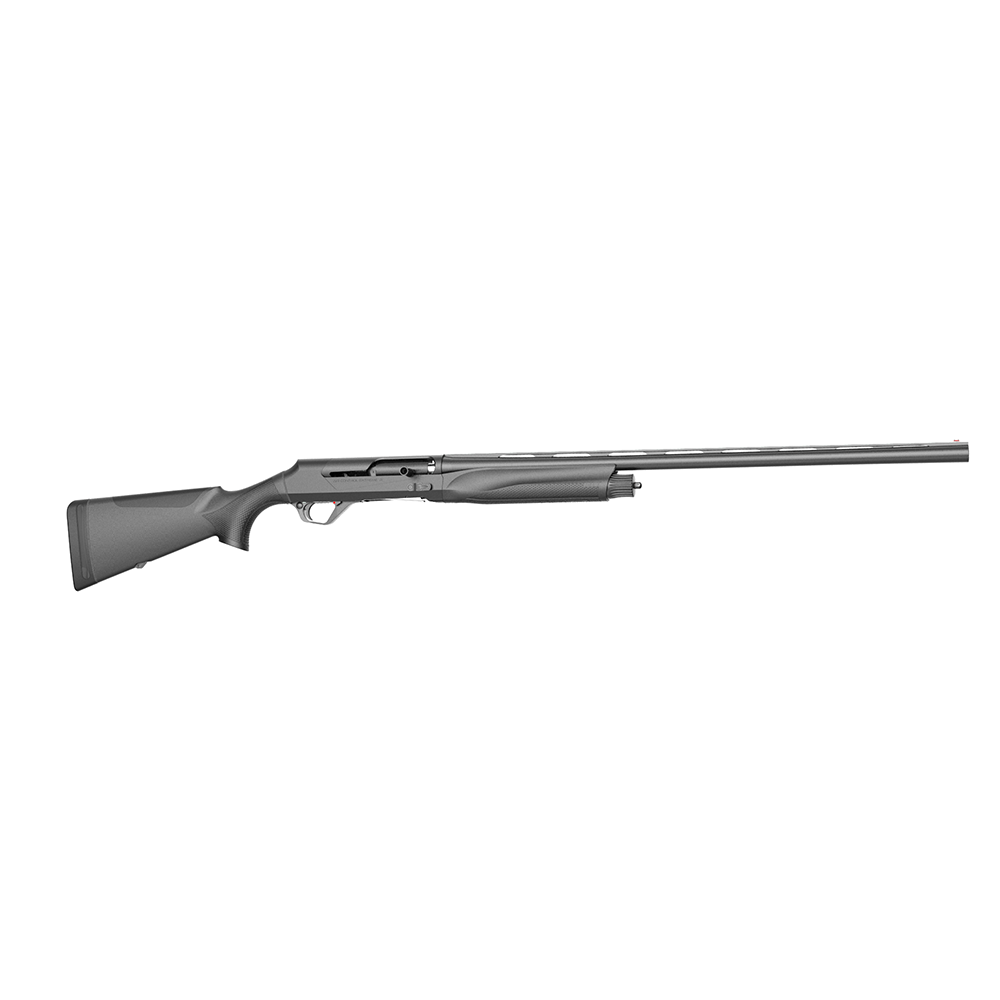 A black semi-automatic shotgun side view