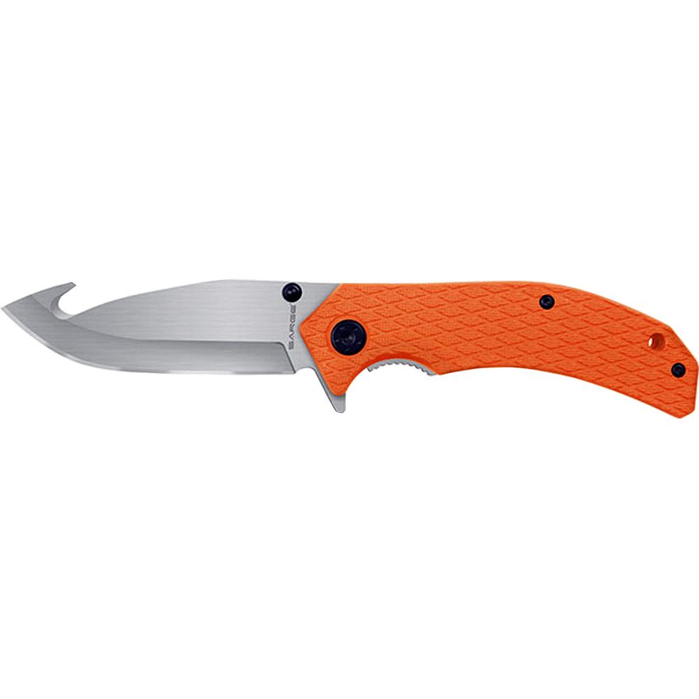 Orange-handled folding knife with silver blade