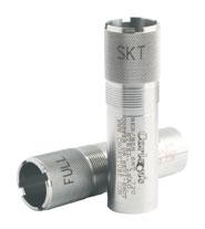 Two metallic shotgun chokes positioned together.