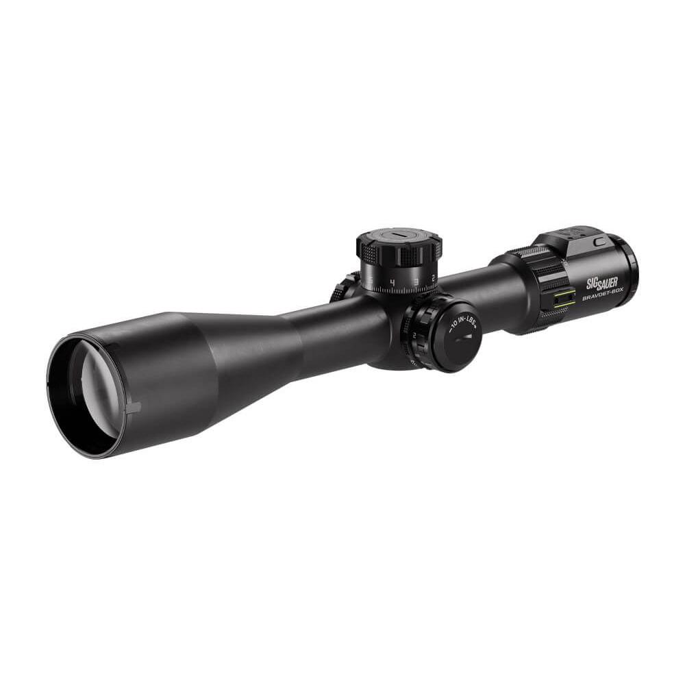 Black rifle scope with adjustment turrets