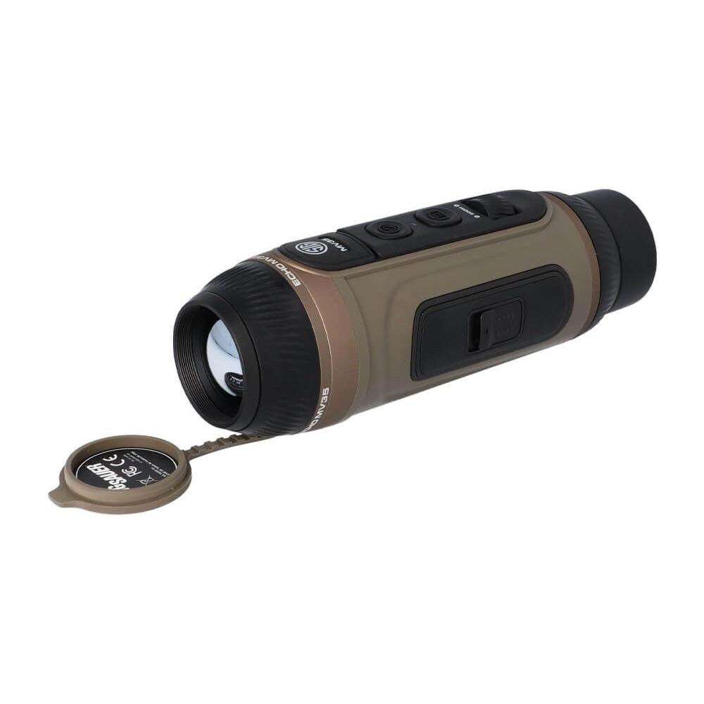 Handheld thermal monocular device with lens cap