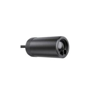 Compact black cylindrical camera module with cable