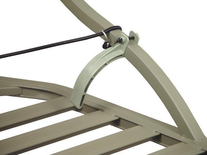 Close-up of metal gazebo frame support bracket