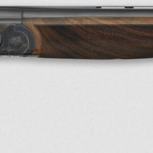 Side view of a double-barrel shotgun.