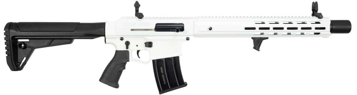 White firearm with a modern design.