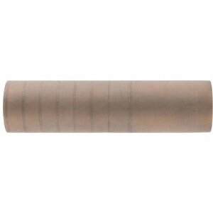 Brown cylindrical object with horizontal grooves.