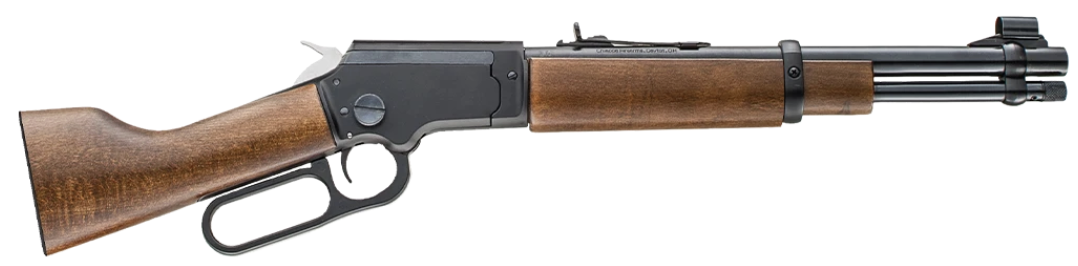Lever-action rifle with wooden stock